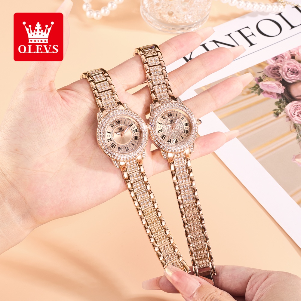 Women'S Fashion Quartz Watch - OLEVS Luxe mode dameshorloges Diamanten wijzerplaat