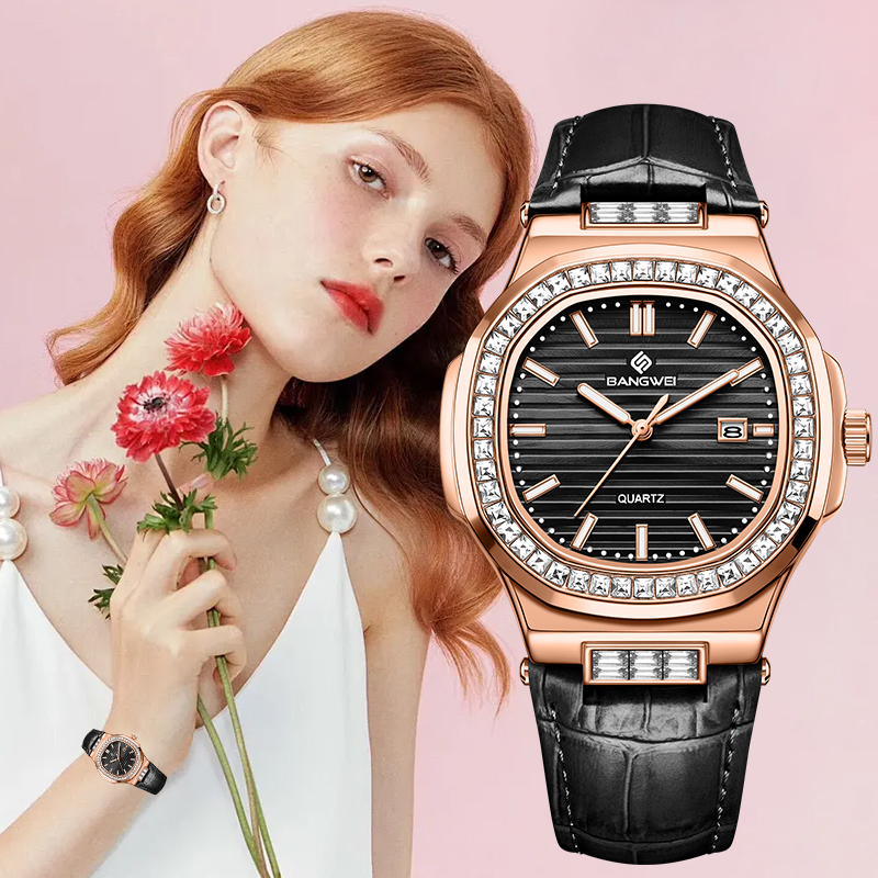 Women'S Fashion Quartz Watch - LIGE Bangwei Mode Eenvoudig Quartz Dameshorloge