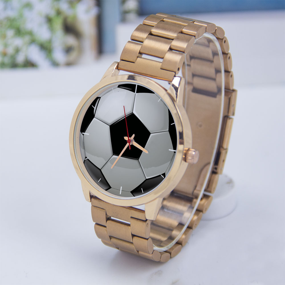 Women'S Fashion Quartz Watch - Voetbal Voetbal Ontwerp Fans Zilver Herenhorloge