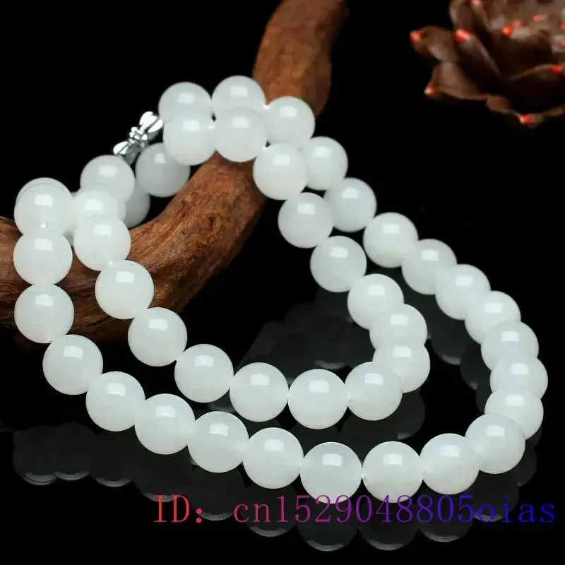 Women Fashion Hub - Witte Jade Kralen Ketting Kralen Natuurlijke