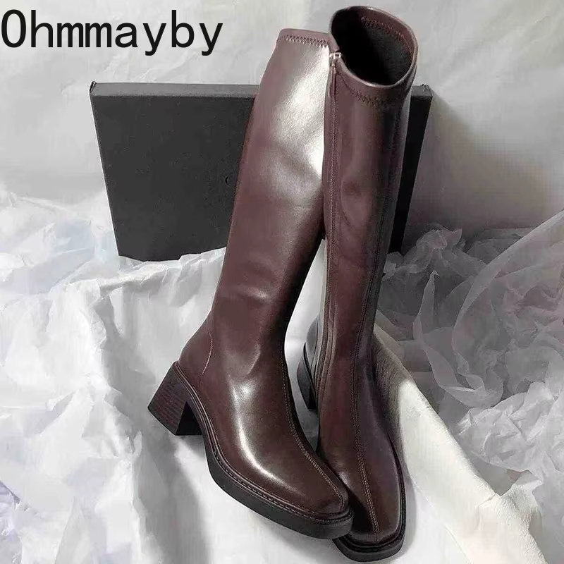 Winter Fashion Women Boots - Vintage Dikke Hak Vrouwen Knie Hoge