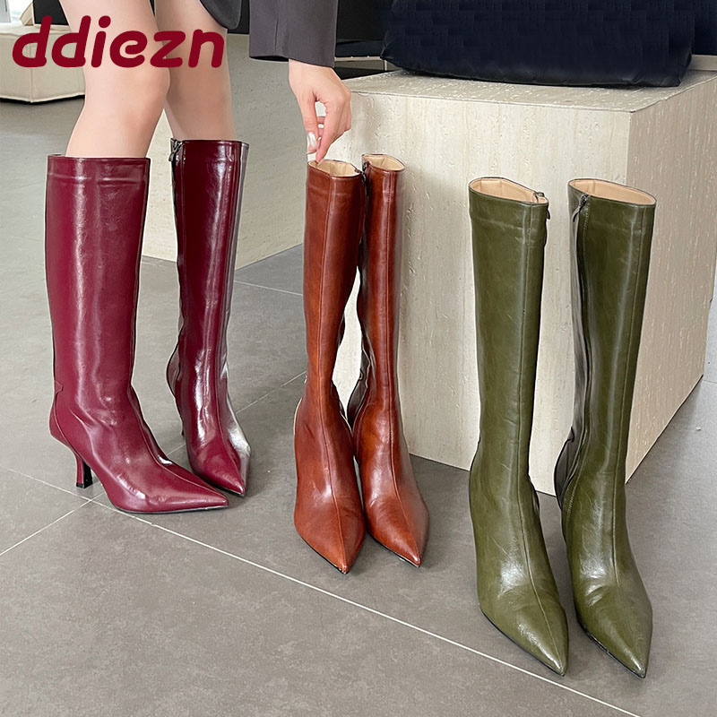 Winter Fashion Women Boots - Mode Puntschoen Dames Knie Hoge Laarzen