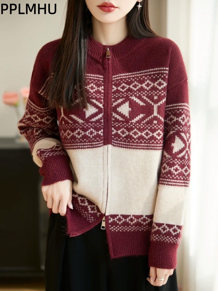 Women'S Fashion Gilet - Vintage Jacquard Koreaanse Mode Gebreid Vest
