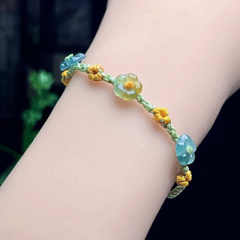 Women Fashion Designer - Myanmar Jadeïet Bloem Armband Echte Sieraden
