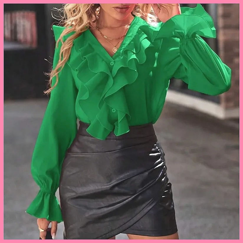 Women Top Fashion - 2025 Mode V-hals Blouse met Geruite