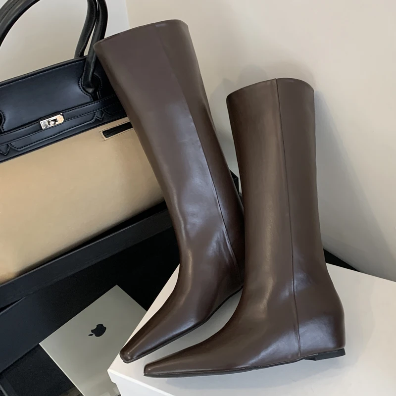 Winter Fashion Women Boots - Eilyken Zacht Leer Puntschoen Vrouwen Knie