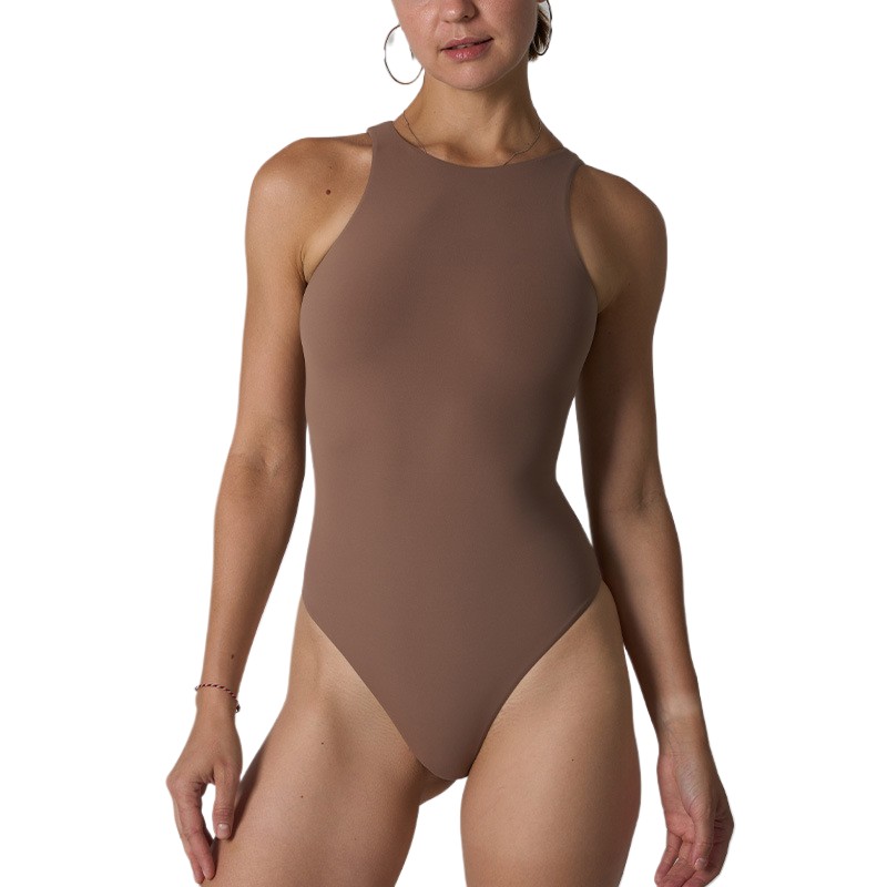 Turtleneck Bodysuit - Y2K Mid-High Neck Turtleneck Bodysuit Open