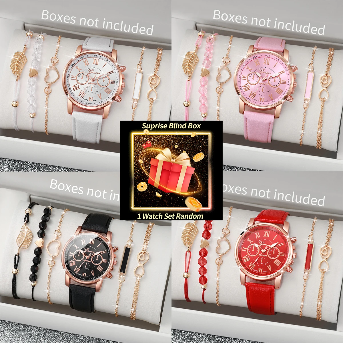 Women'S Fashion Quartz Watch - Verrassingsblinddoos dameshorloge set, willekeurig Geneva quartz