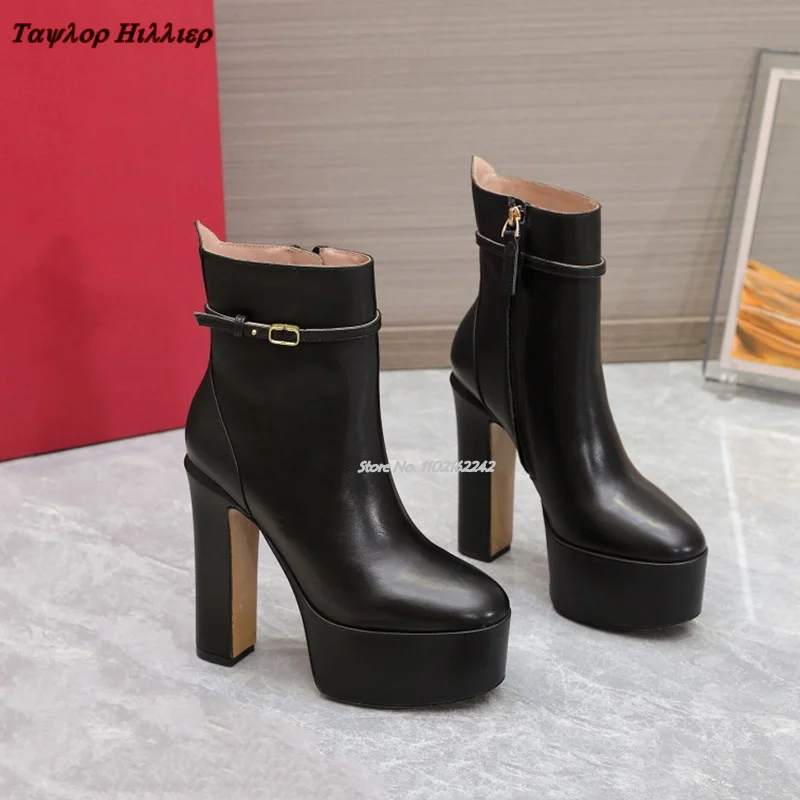 Women'S Fashion Leather Boots - Herfst Waterdicht Platform Nude Laarzen Luxe