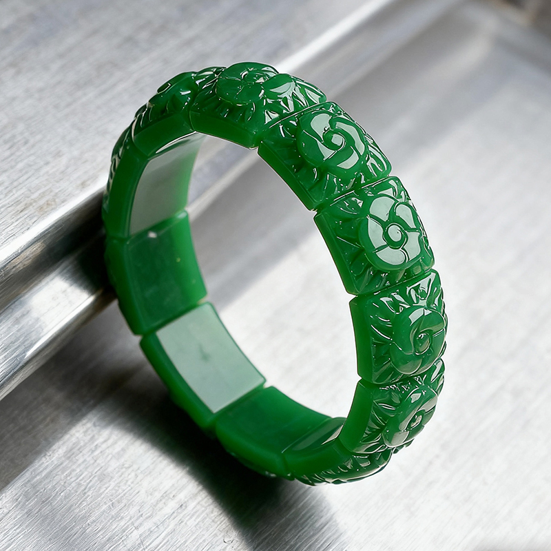 Women Fashion Designer - Echte Jade Bloem Armband Designer Vintage