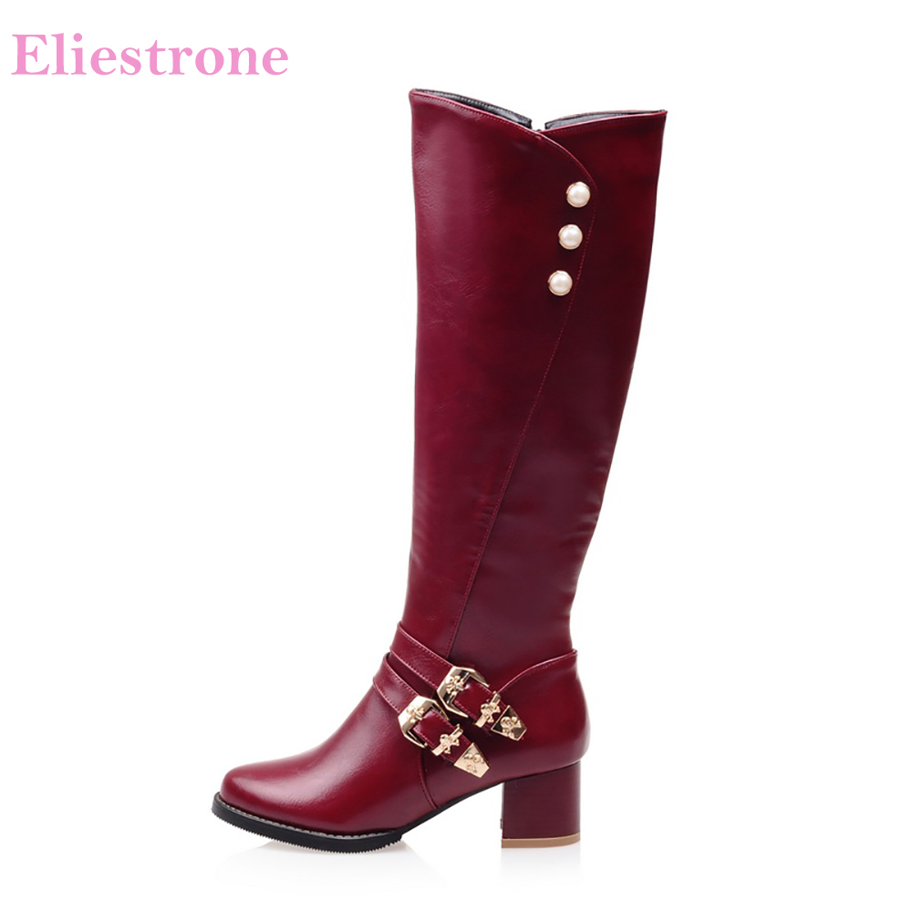 Winter Fashion Women Boots - Gloednieuwe Mode Rood Zwart Vrouwen Knie