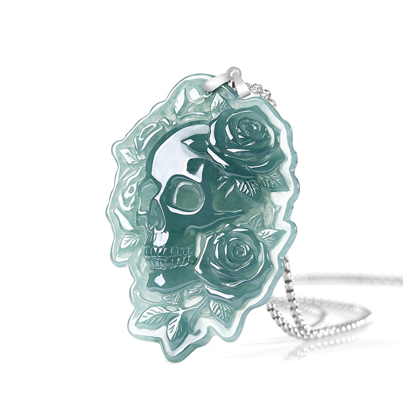 Women Fashion Designer - Natuurlijke Birmese Jadeiet Schedelhanger Ketting Mode