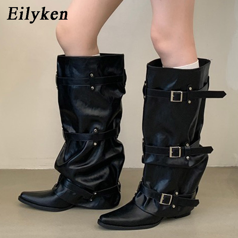Winter Fashion Women Boots - Eilyken Fashion Splicing Smalle Band Gespband