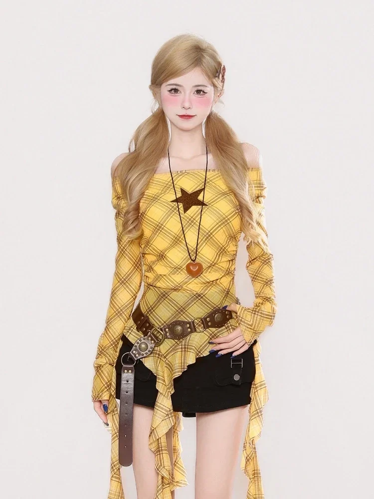 Y2K geruit vintage T-shirt met - Women Top Fashion recensie en prijs