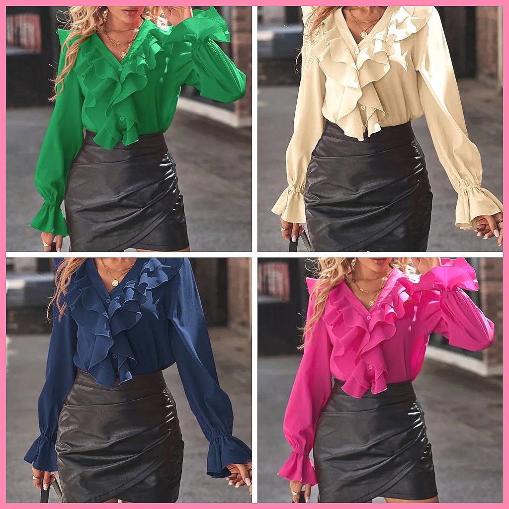 2025 Mode V-hals Blouse met Ge - Women Top Fashion recensie en prijs
