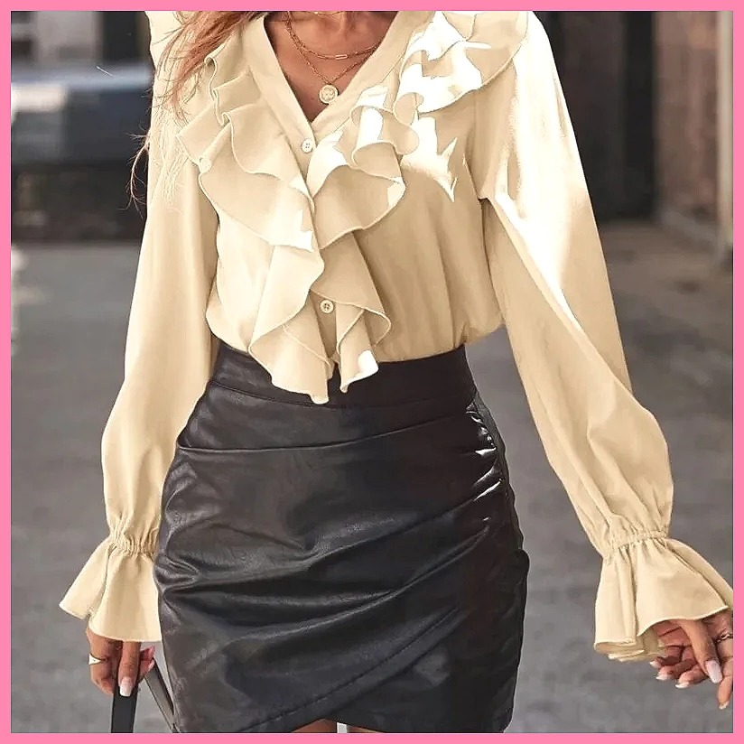 2025 Mode V-hals Blouse met Ge - Women Top Fashion recensie en prijs