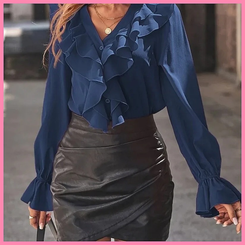 2025 Mode V-hals Blouse met Ge - Women Top Fashion recensie en prijs