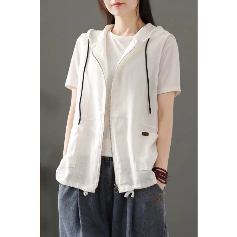 Witte linnenmix vest met capuc - Women'S Fashion Gilet recensie en prijs