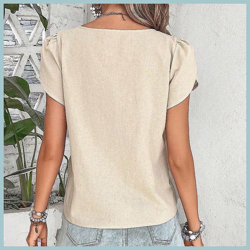 Zomerblouse 2024 in effen kleu - Women Top Fashion recensie en prijs