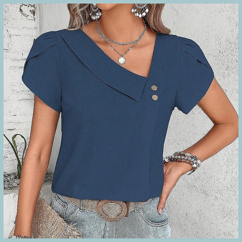 Zomerblouse 2024 in effen kleu - Women Top Fashion recensie en prijs